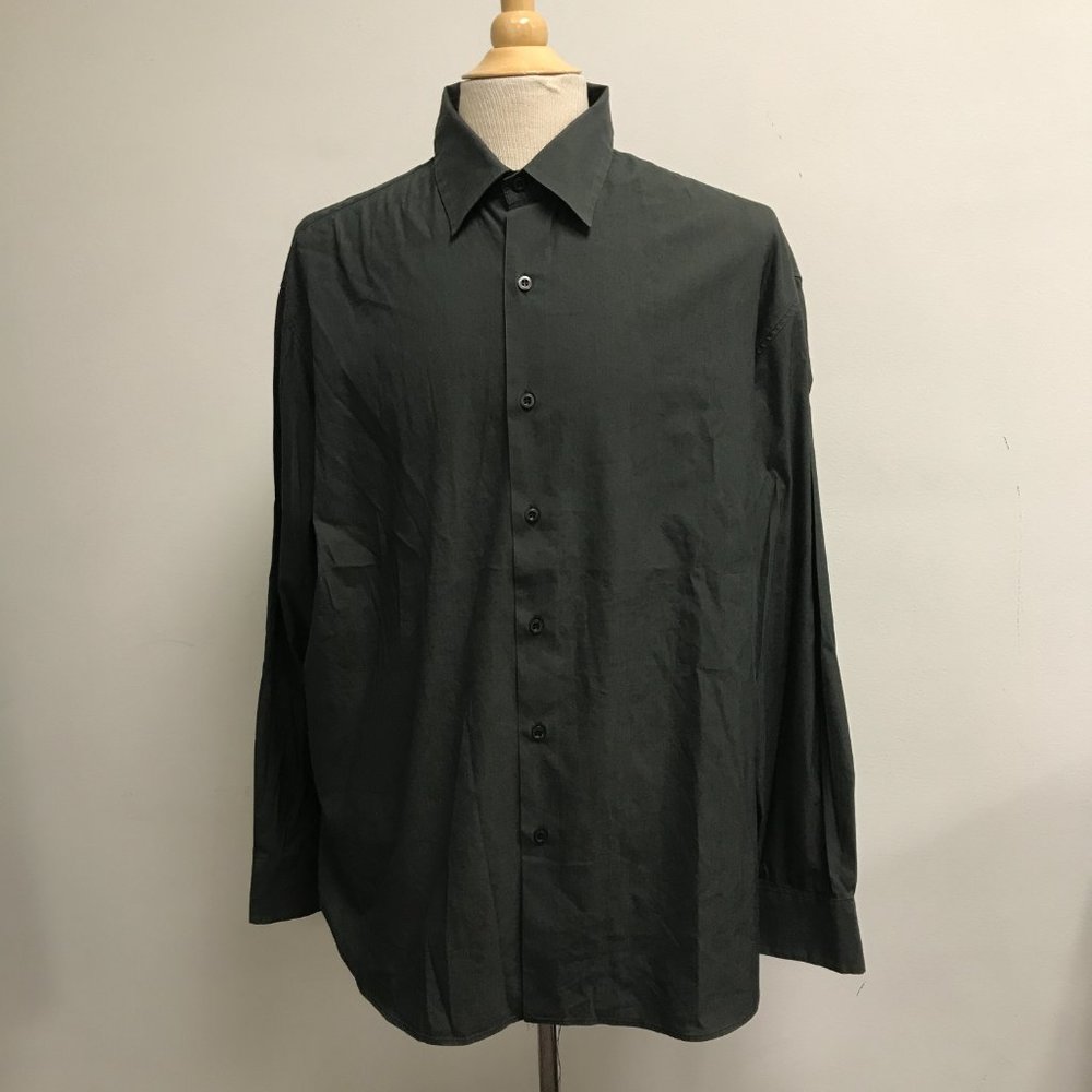 PRADA ITALY charcoal black COTTON STRETCH button shirt 17 xl